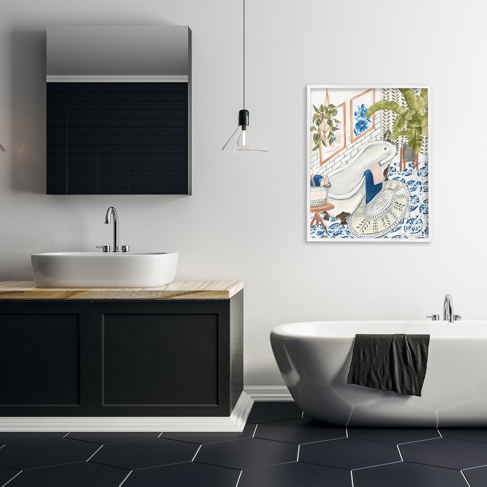 Stupell Industries Boho Chic Bathtub Typography Painting White Framed Art Print Wall Art, 24 x 30