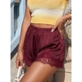 thumbnail image 4 of Shorts casuales de verano para mujer con cintura elástica, ribete de encaje y pernera ancha., 4 of 8
