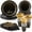 Black, variant on Black Gold Themed Disposable Dinnerware Kit 168 Count, Disposable Plates, Napkins, Cups and Cutlery, Table Decor for Various Celebration Parties