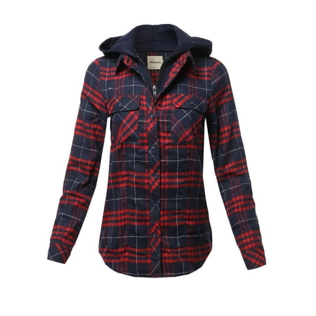 FashionOutfit Women's Casual Hooded Flannel Plaid