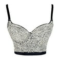 thumbnail image 2 of ELLACCI Women's Rhinestone Diamond Push up Bustier Crop Top Sexy Punk Corset Bra Black Small, 2 of 8