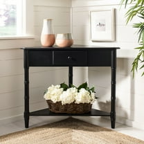 SAFAVIEH Gomez Corner Table With Storage Drawer Distressed Black