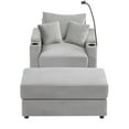 thumbnail image 3 of 41.7" Modern Style Single Sofa Sofa Couch with Storage Space, A Movable Ottoman, Two USB Ports, Two Cup Holders, A Phone Holder for Living Room (Grey), 3 of 12