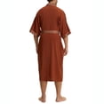 thumbnail image 5 of WAGUTH Mens Bathrobe Set Satin Printed Kimono Robe & Shorts with Belt Lightweight Soft Loungewear, 5 of 7