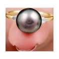 thumbnail image 3 of Rosec Jewels Natural Tahitian Pearl Engagement Ring for Women - Solitaire Black Pearl Ring - 10 mm - AAA Grade - with Jewelry Box, 10K Yellow Gold, US 4.00, 3 of 7
