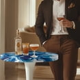 thumbnail image 4 of SEANATIVE Round Table Cloths Pack of 4 Fitted Spandex Cocktail Table Top Cover Table Topper Cap Round Picnic Table Cloth with Elastic Edged Tablecloth for 24" Round Tables, Blue Marble, 4 of 7