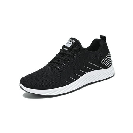 

Rotosw Men Running Shoe Lace Up Sneakers Mesh Athletic Shoes Breathable Fitness Workout Fashion Sneaker Outdoor Comfort Trainers Black Gray 7
