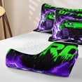 thumbnail image 4 of Castle Fairy Neon Off-Road Truck Quilt Full,Lightning Rock Print Full Bedspread Sets for Bedroom,Green Purple, 4 of 7