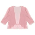 thumbnail image 6 of YONGHS Women Shrugs Sheer Cardigan Summer Short Sleeve Open Front Cropped Bolero Pink L, 6 of 7