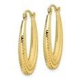 thumbnail image 2 of 10K Textured Oval Hollow Hoop Earrings in 10k Yellow Gold, 2 of 3