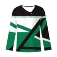 thumbnail image 4 of DDAPJ pyju Fall Tops for Women Trendy Casual V Neck Long Sleeve Shirts Geometric Graphic Print T Shirt Ofertas Hoy Liquidación Green S, 4 of 6