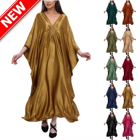 Taqqpue Kaftan Dresses for Women Solid Color Plus Size Bathing Suit Cover up Caftan Maxi Beach Dresses