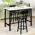 LTTROMAT 3 Pieces Bar Table Set, Bistro Kitchen Table Sets with 2 PU ...