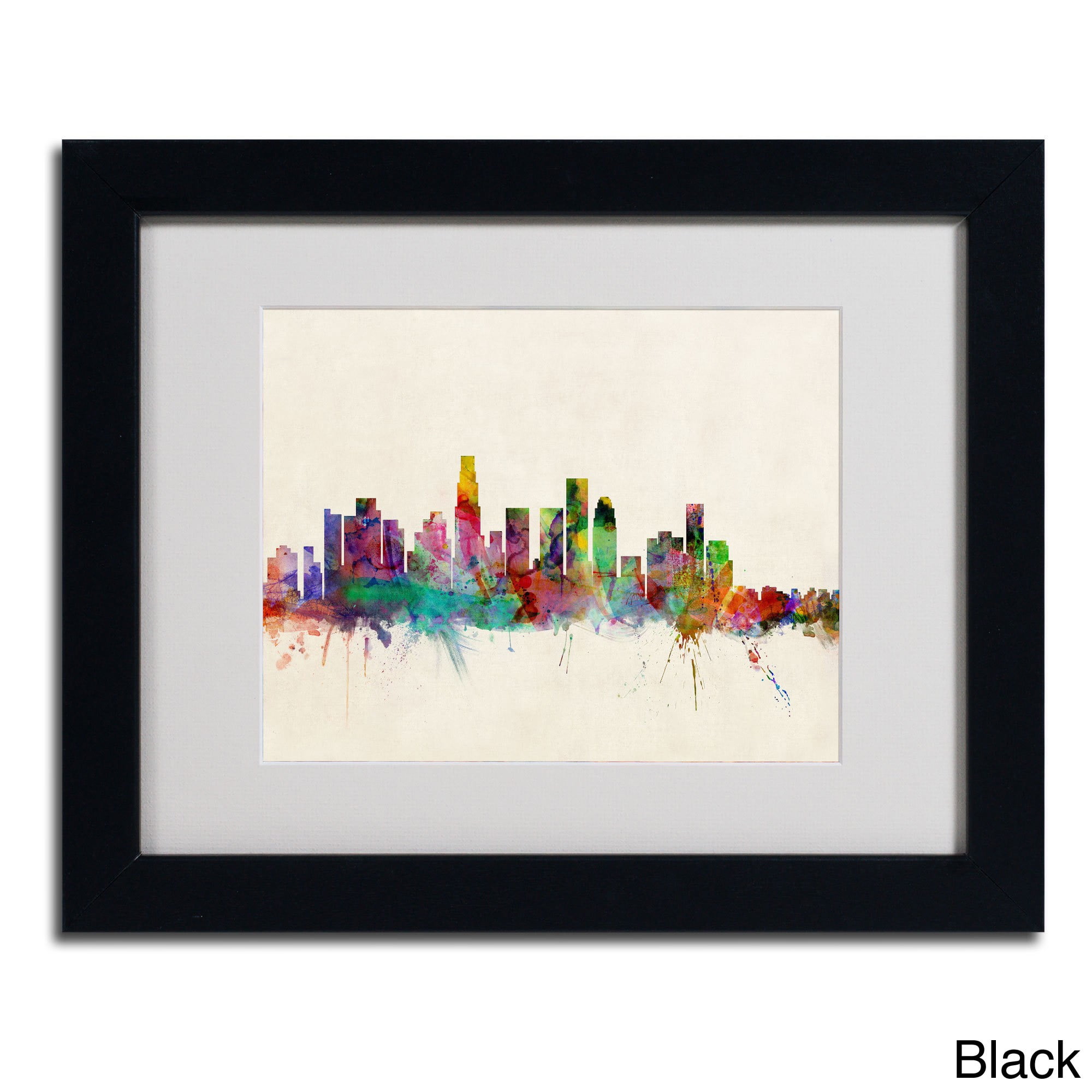 Trademark Fine Art "Los Angeles, California" Canvas Art by Michael Tompsett, Black Frame