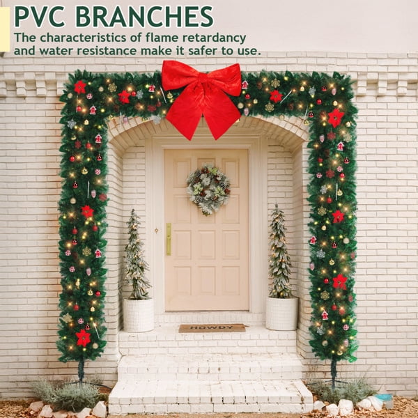 7.9FT Christmas Artificial Tree Archway, 1650 PVC Branch Tips, 350 Warm White LED Lights for Patio, Living Room, Store Entrance