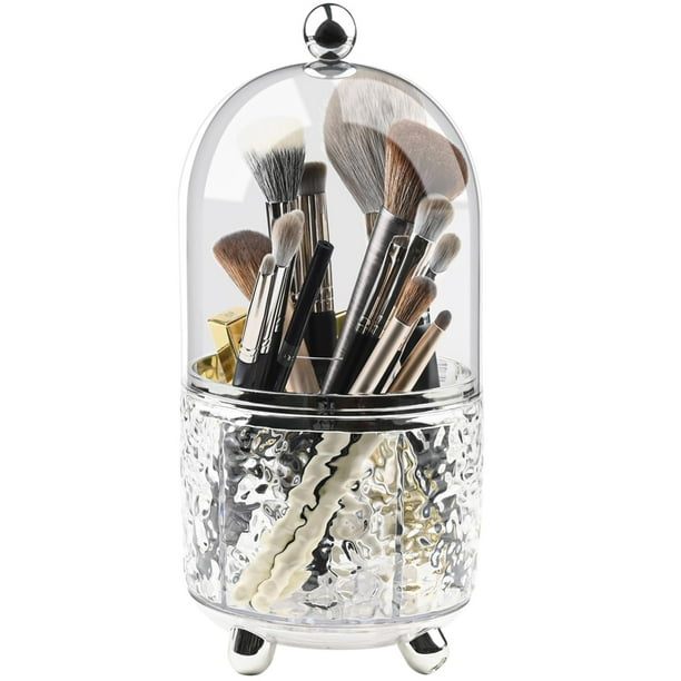 Soporte para brochas de maquillaje Hoosel 360, giratorio con tapa impermeable