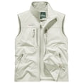 thumbnail image 4 of LEKWK Vest for Men Full Zip Stand Collar Sleeveless Jacket with Multi Zipper Pockets Lightweight Windproof Casual Outdoor Wear for Hiking Golf Fishing Beige L, 4 of 6