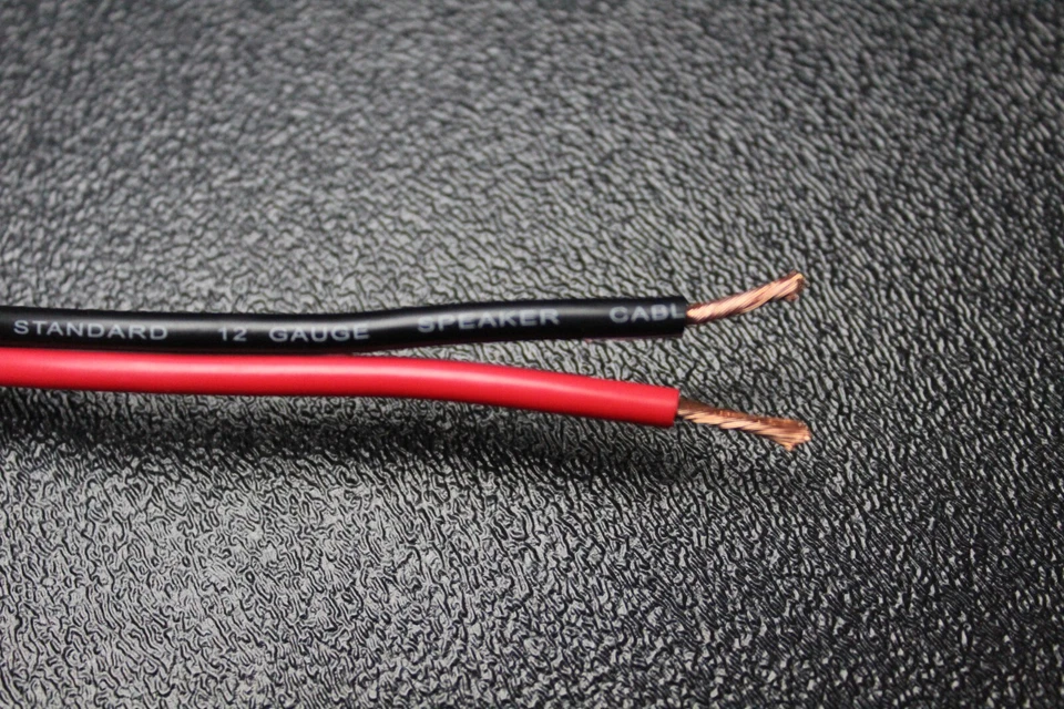 12 Gauge Red Black Speaker Wire Per 10 Ft Awg Cable Power Ground Stranded Copper