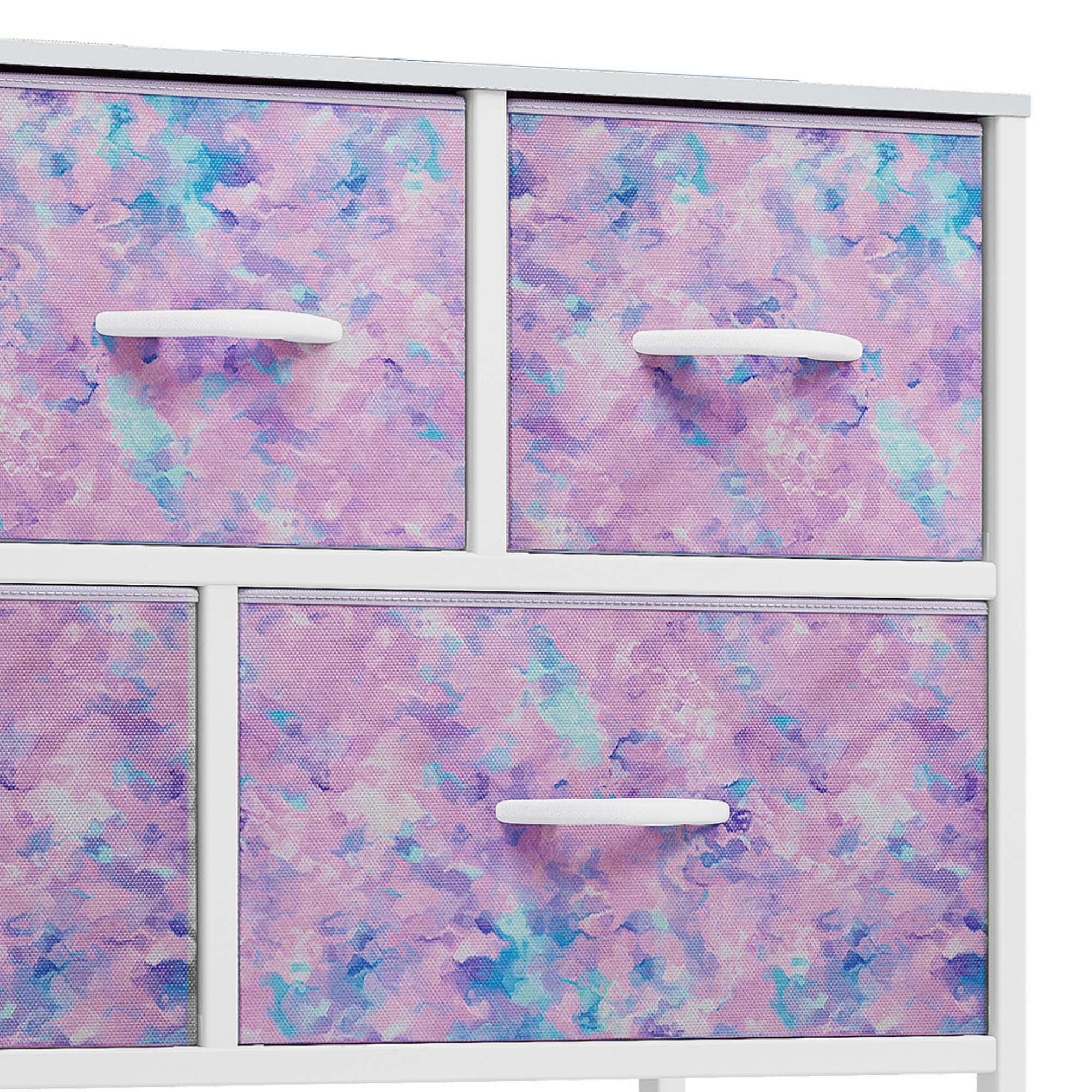 ModFusion Fabric 5-Drawer Dresser Storage Organizer, Purple Tie-Dye Finish, Easy Assembly for Teens and Adults Bedroom or Closet
