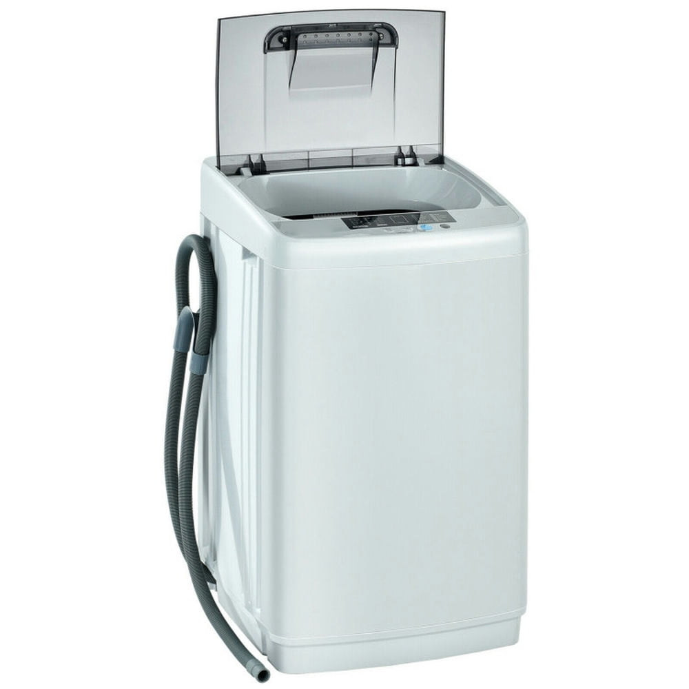 Spaco Portable Full-Automatic Laundry Washing Machine with Drain Pump, Energy Saving Washing Machine with 10 Washing Modes and 5 Water Level Selections, Washing Machine for Indoor, Gray