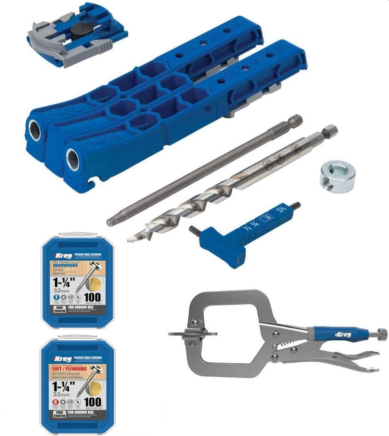 Kreg R3 Jr. Pocket-Hole Jig System - Portable Kreg Pocket-Hole Jig - Easy Clamping & Adjusting - Includes Positioning Sliders - for Materials 1/2