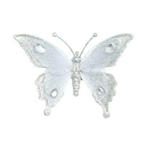 CuiLiyq Christmas Decoration, Sparkling Butterfly Decoration Clip, For Decorating Christmas Trees Weddings Holidays and Party Scenes (Silver)