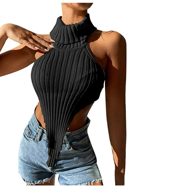 Birdeem Femmes Décontracté Uni Sans Manches à Col Licou Débardeur Chandail Blouse Gilet Hauts