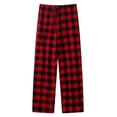 thumbnail image 1 of Pantalones de pijama para hombre de color rojo con bolsillos, pantalones de pijama para dormir de franela suave a cuadros para hombre, 1 of 5