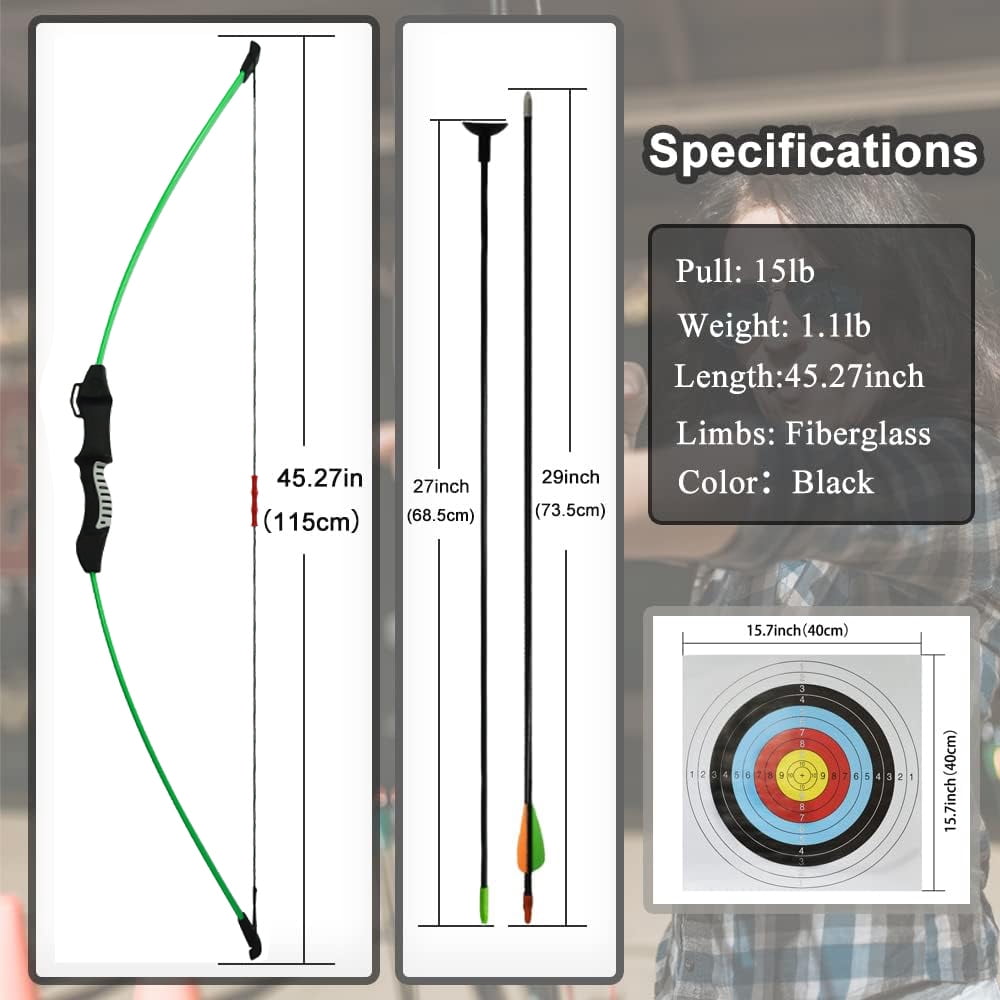 Runzkzy Bow and Arrow for Teens Beginner Archery Shooting Practice Compound Bow Training Set