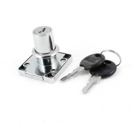 Hardware Metal Plate - Hardware Parts Square Plate Silver Tone Metal Glass Door Drawer Lock w Keys