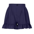 thumbnail image 6 of JINMGG Shorts for Women Clearance $5 Women's Fashion Solid Color Casual Wide Leg Ruffle Loose High Waist Shorts Pants Navy XL, 6 of 7
