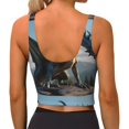 thumbnail image 4 of Goofa Wild Blue Cool Dragon Printed Sports Bras for Women, High Impact Running Bra Workout Crop Tank Tops Longline Sports Bra Push up-XX-Large, 4 of 9