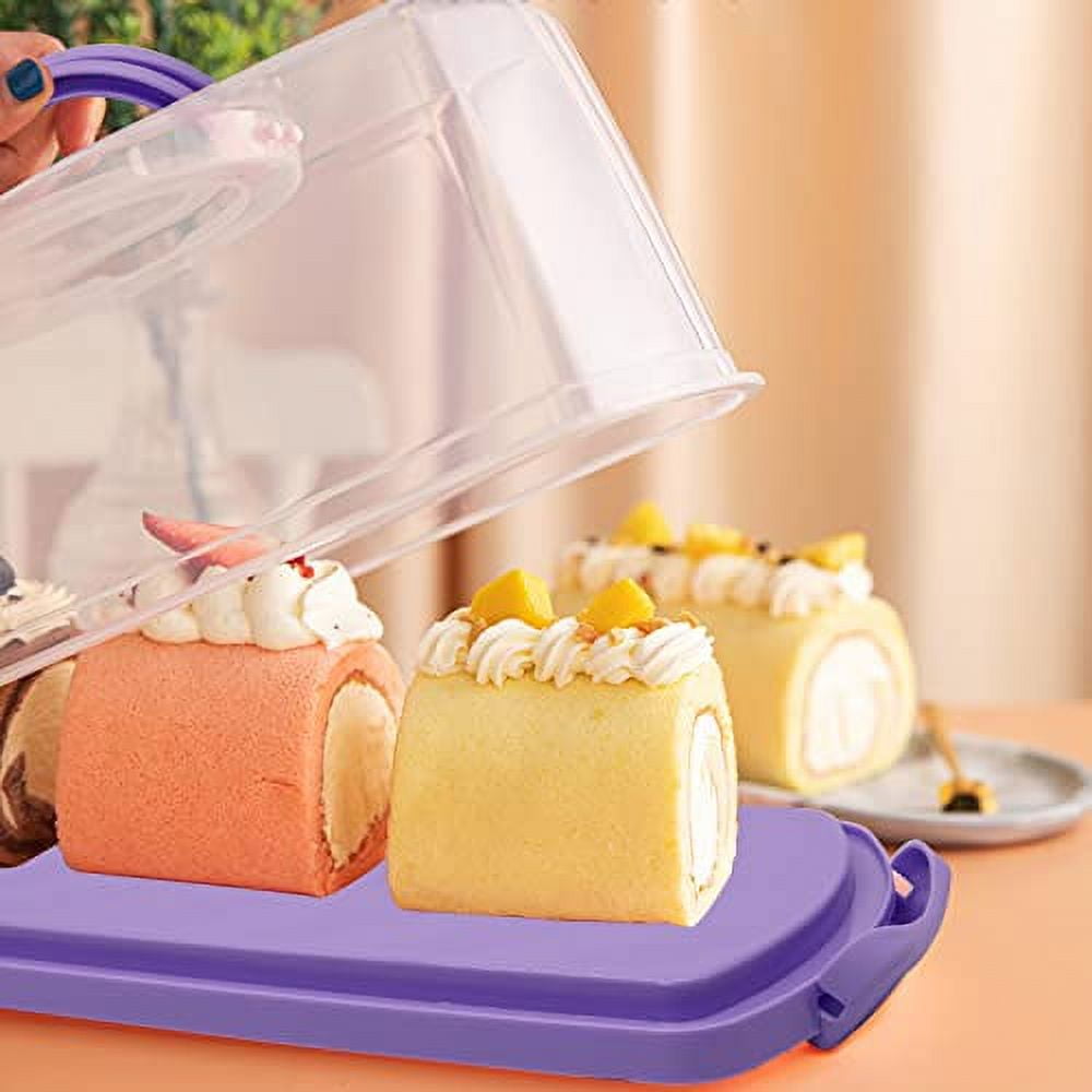Portable Plastic Rectangular Loaf Bread Box, 13inch Translucent Cake  Container Keeper for Buns Rolls Pumpkin Cakes Bagels Pastries Doughnut White