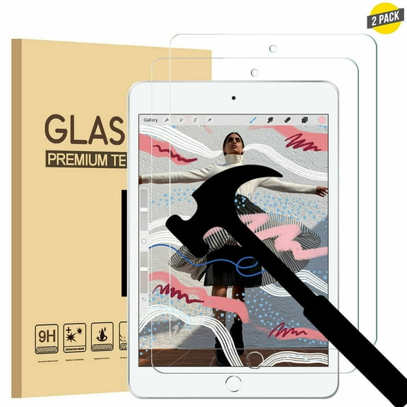 [2 Pack] EpicGadget Screen Protector for Apple iPad mini 5 Released in 2019, 9H Hardness HD Clear Premium Tempered Glass Screen Protector Film for 7.9‑inch Retina display iPad mini 5 (2019)