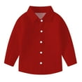 thumbnail image 2 of NAISIBABY Boys Girls School Uniform Shirt, Long Sleeve Solid Color Button Down Casual Tops Wine 2-3T, 2 of 6
