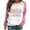 Pink, variant on WREESH Womens Fashion T-Shirts Christmas Shirts Crewneck Print Pullover Regular Fit Raglan Long Sleeve Tops Christmas Blouse Casual Tunic Tops Pink