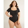 thumbnail image 3 of Joyspun Women's Seamless Slimming Bodysuit with Short Sleeves, 2- Pack, Sizes XS-XXXL, 3 of 3