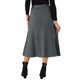 thumbnail image 3 of Falda midi de punto acampanada de mujer INSPIRE CHIC, con cintura alta elástica y tejido elástico, color gris oscuro, talla M, 3 of 6