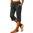 thumbnail image 2 of BUIGTTKLOP Capri Pants for Women Stretch High Waisted Yoga Capris Pull on Soft Workout Cropped Lounge Joggers with Pockets, 2 of 8
