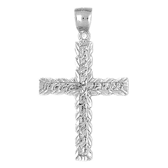 18K White Gold Latin Cross Pendant - 45 mm