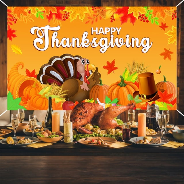 Ganfancp Acción de Gracias Temática de Fondo de Tela de Color Naranja Amarillo Serie de Acción de Gracias Cosechas Calabaza Hoja de Arce Turquía Decoración de La Fiesta Rebajas Hoy Liquidación 1* Tel