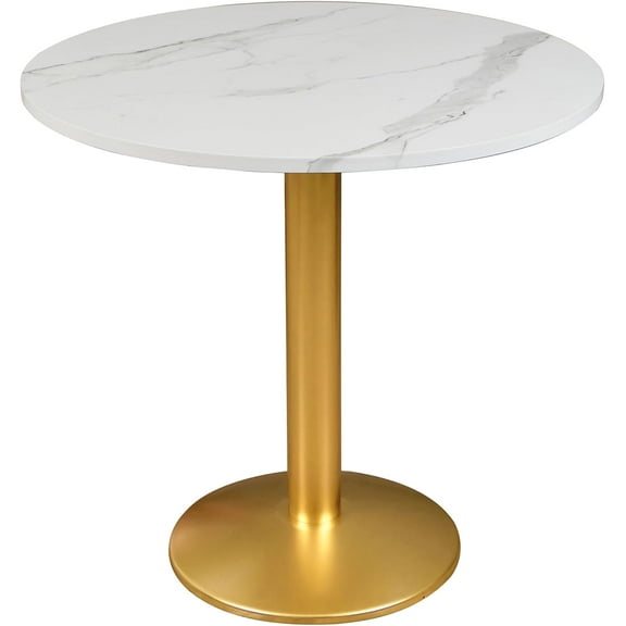 Round Modern Dinning Table 30 Bistro Table with White Faux Marble Sturdy Frame,Easy Assemble,Diameter 30in*H28.54in