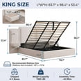 thumbnail image 4 of King Size Lift up Storage Upholstered Platform Bed with LED Lights & Nightstands Velvet Headboard,No Box Spring Needed,Brown, 4 of 13