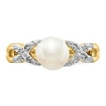 thumbnail image 5 of Real 14kt Yellow Gold Diamond and FW Cultured Pearl Ring Size: 7; for Adults and Teens; for Women and Men, 5 of 5
