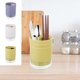 thumbnail image 1 of Contenedor organizador de utensilios de acero inoxidable – Jaula de desagüe para cubiertos transpirable, soporte para tubos de paja, plástico moderno, blanco amarillo, 15,6x11,4 cm, almacenamiento, 1 of 6