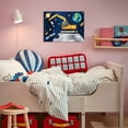 thumbnail image 4 of HFDF Outer Space Room Wall Art, Space Theme Posters Astronaut Construction Canvas Prts Planet Stars Trucks Universe Art Prt For Kids Boys room Playroom Decor-Ready To Hang 14x11inch Framed, 4 of 6