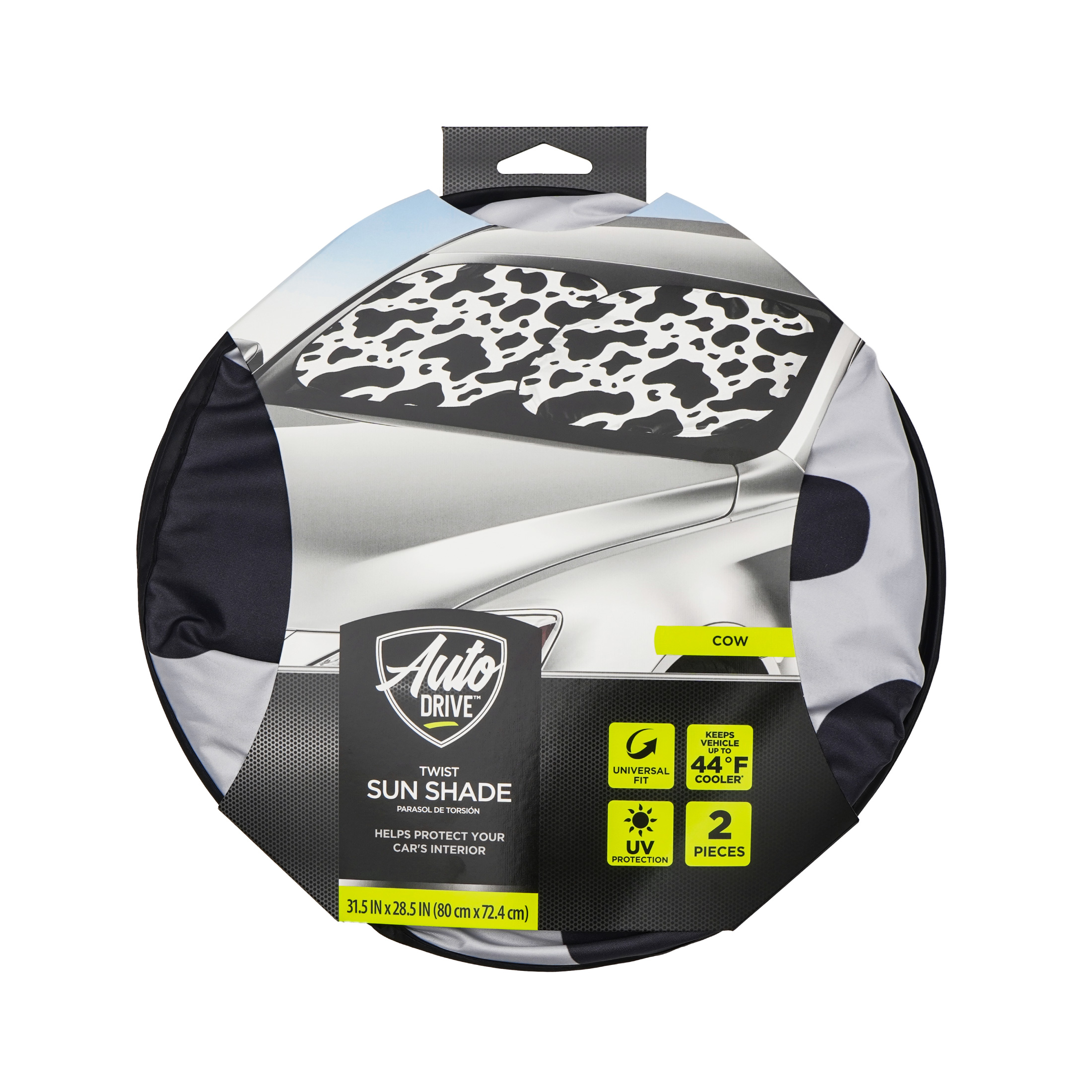 Auto Drive Cow Print Windshield Sunshade, 2-Piece Set photo 8