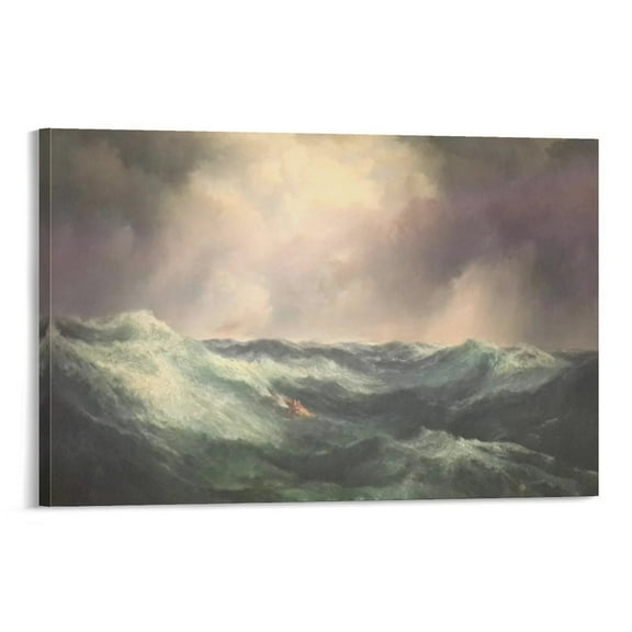An Angry Sea By Thomas Moran Art Prints Paintings Canvas Poster Canvas Poster Wall Art Picture Prints Hanging Photo Gift Decor Home Posters Artworks 16x24inch(40x60cm)