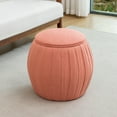 thumbnail image 4 of Designs4Comfort Vanessa Round Accent Storage Ottoman in Red Fabric, 4 of 6