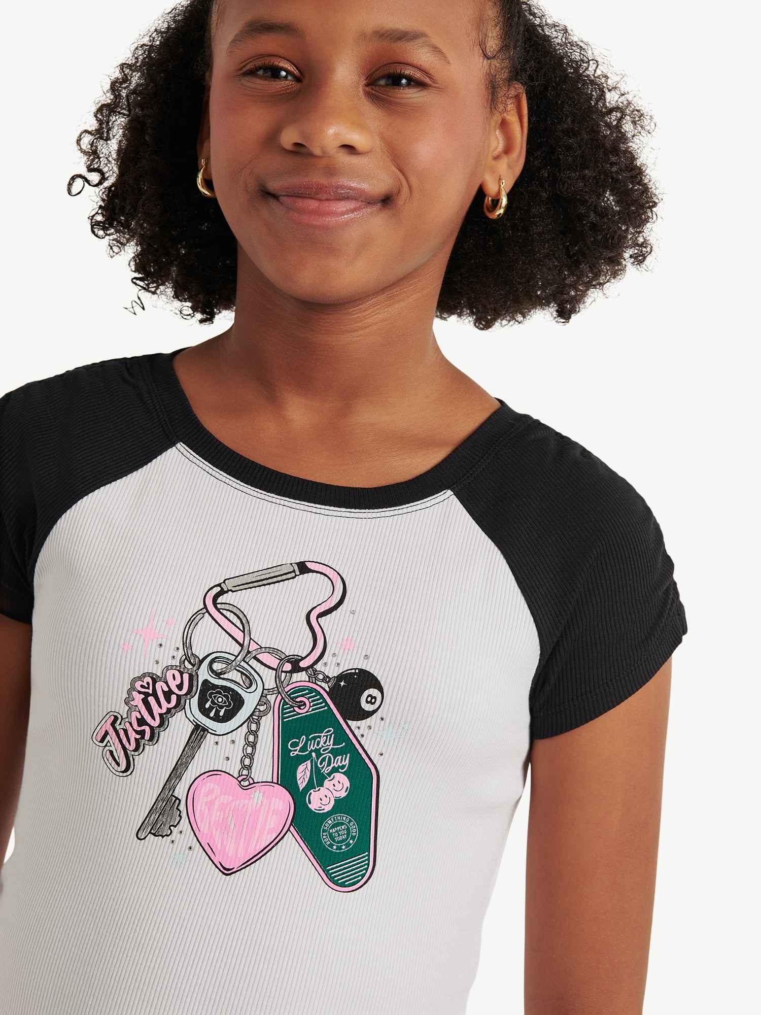Justice Girls Short Sleeve Raglan Tee, Sizes XS - XLP